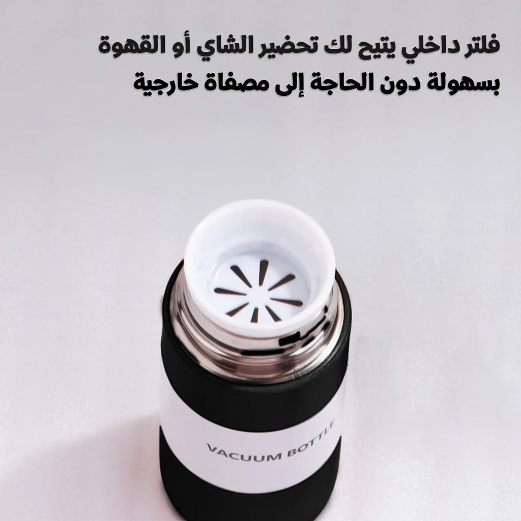 Water Bottle 150ml, Mini Vacuum Insulated Stainless Steel Pocket Flask with Slim Wood Grain Design for Coffee, Tea, Travel and Outdoor Use, Black - image 3