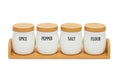 Food Storage Containers Set of 4, Ceramic Kitchen Canister Jars with Bamboo Lids for Tea, Coffee, Sugar, Spices and Dry Food, BPA-Free Countertop Organizer - image 1