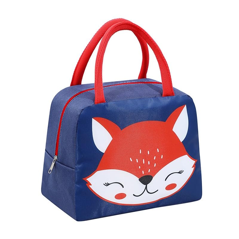 Lunch Box Bag for Kids, Compact Foldable Insulated Lunch Bag with Leak-Resistant Lining, Thermal Cooler Tote for School, Picnic, Beach and Travel, (Blue & Red) - image 1