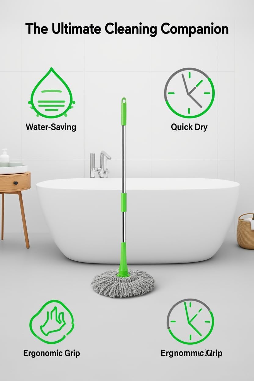Microfiber Floor Mop, 360° Rotating Flat Mop with Stainless Steel Handle for Wet and Dry Cleaning, Tile, Marble, Laminate, Home and Office - image 3