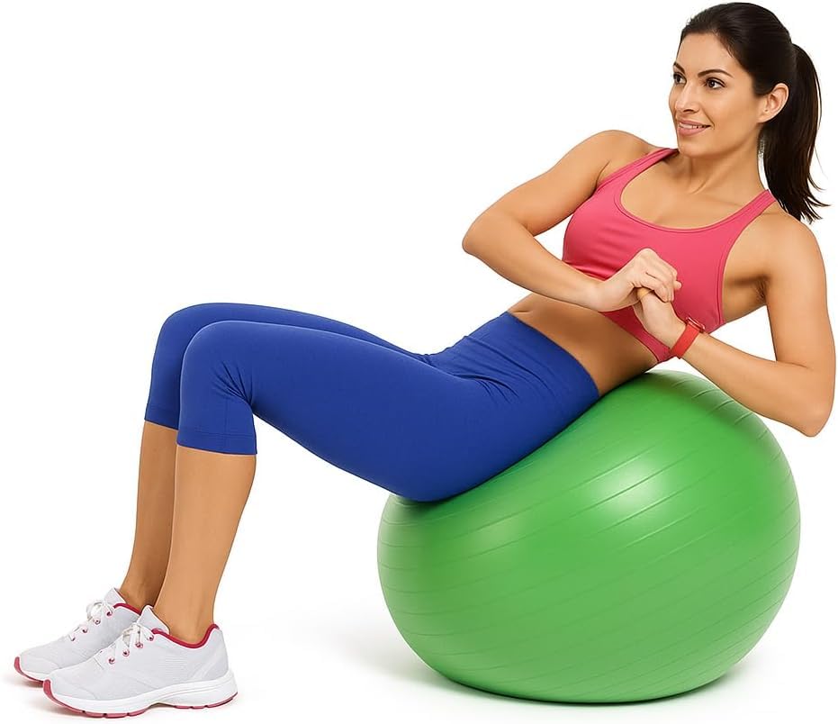 Exercise Ball with Pump, Yoga Pilates Stability Ball, Anti-Burst Non-Slip Balance Ball for Home Workout, Pregnancy & Birthing, Office Chair Core Training (Green, 75 CM) - image 1