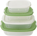 Food Storage Container Set, 4 Pcs Refrigerator Crisper Boxes with Airtight Lids, Leak Proof, Microwave Safe for 3 Minutes, Easy to Clean, Oval Food Grade for Vegetables and Fruit (Green) - image 1