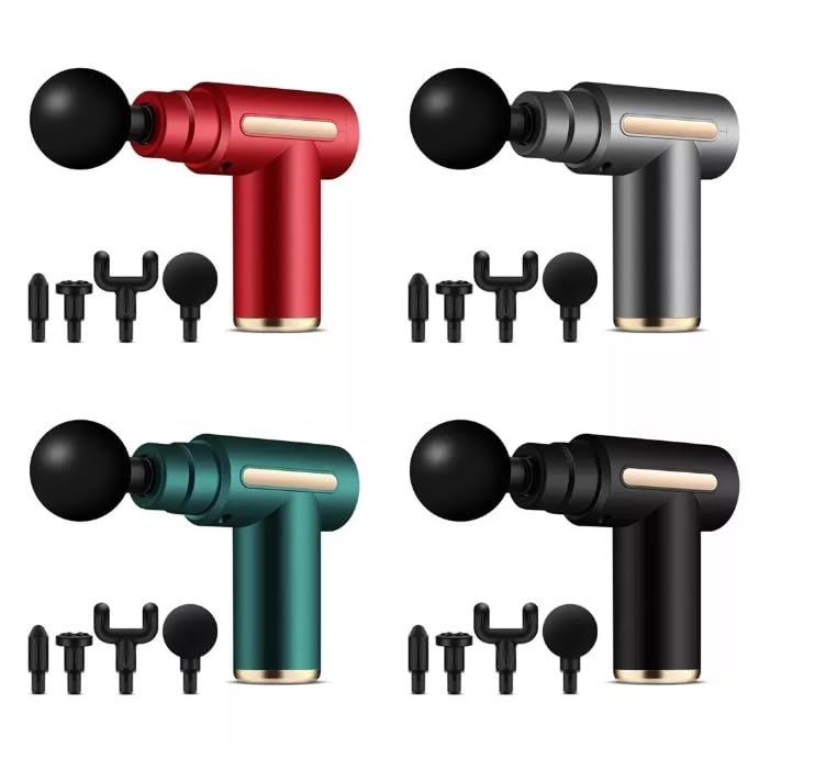 Massage Gun Mini Portable Handheld Percussion Device with 4 Heads, LCD Display and 6 Speed Levels, Cordless Muscle Massager for Neck Back Legs, Silver - image 9