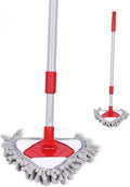 Microfiber Mop, Triangle Chenille Floor Duster with Retractable Handle, Washable Reusable Corner Cleaner for Dust, Hair and Crumbs, Home and Car, MP-324, Red and Gray - image 1