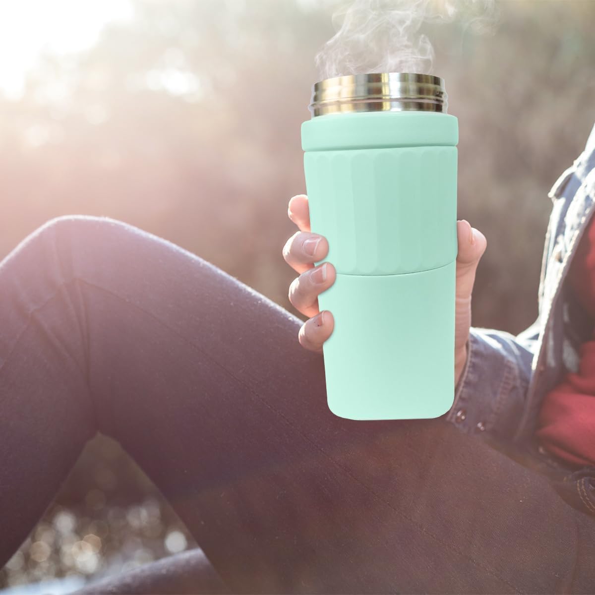 Thermal Mug Coffee Mug Stainless Steel Vacuum Insulated Double Wall With Smart Temperature Display Leak Proof Lid 420 Ml (Light Green) - image 7