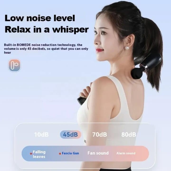 Massage Gun, Handheld Percussion Body Massager with 9 Modes, Low-Noise Operation and 4 Interchangeable Heads for Neck, Back, Shoulders, Arms and Legs, Silver - image 7
