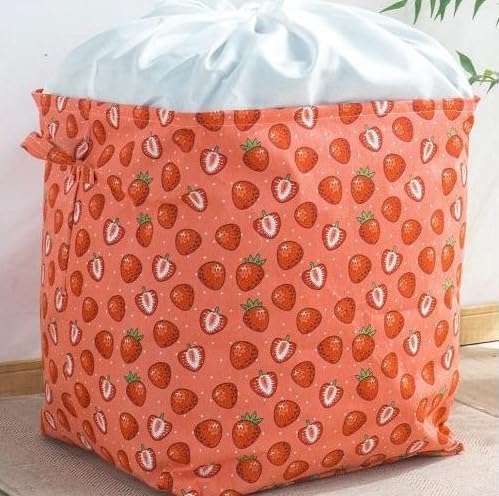Wardrobe Organizer Bag, Large Capacity Clothes Storage Box with Built-In Steel Frame, Moisture-Resistant Fabric and Non-Slip Base for Blankets, Bedding and Closet, C-544 (Strawberry) - image 2