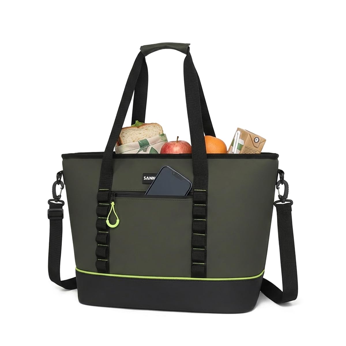 Lunch Bag 28 L, Insulated Thermal Cooler Tote, Waterproof Leakproof Food Storage with Adjustable Shoulder Strap for Work, School, Picnic and Travel, BB-557 (Green) - image 1