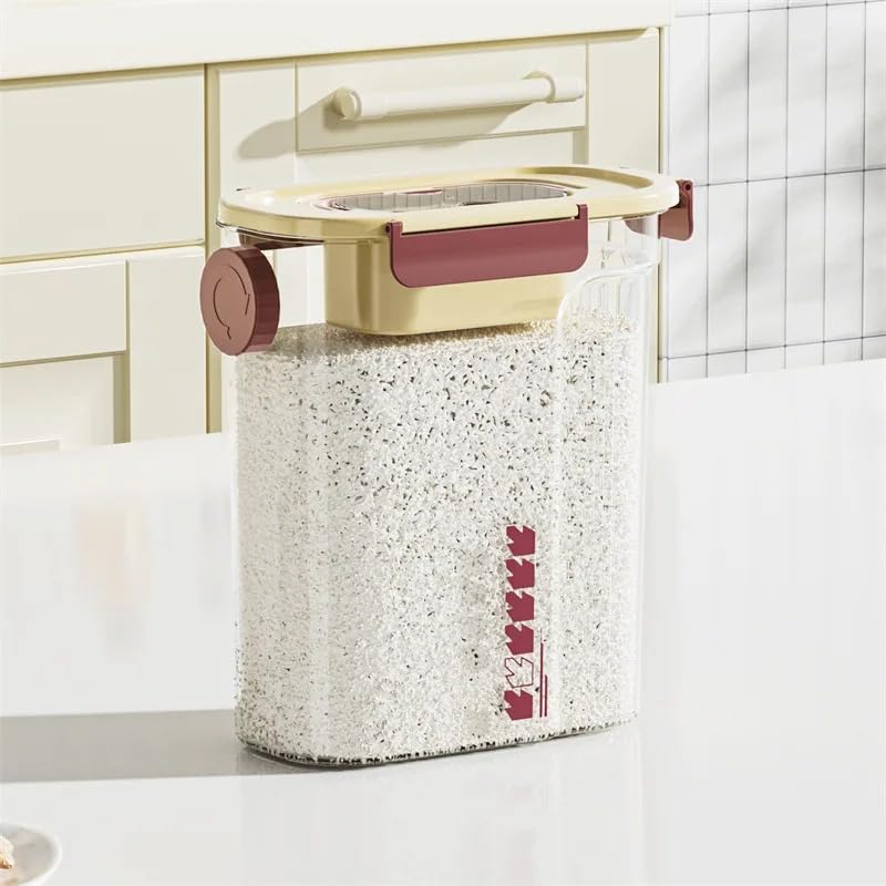Food Storage Container 3L, Airtight Acrylic Kitchen Jar with 3 Locking Clips, Double Sealing Rings and Knob Lid for Cereal, Rice, Pasta, Snacks, Juice and Cold Water (Creamy, 3L) - image 1