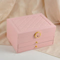 Jewelry organizer travel jewelry box Accessories Organizer 3-Layer Organizer with Lock, Multi-Compartment Storage Case for Earrings Rings Bracelets, Watch Holder for Women and Girls, X-559 (Pink) - image 1