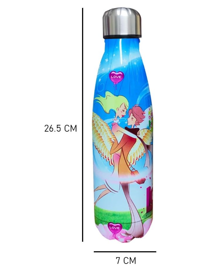 Water Bottle 500 ml, Vacuum Insulated Stainless Steel Sports Flask with Double-Wall Leakproof BPA-Free Design for Hot and Cold Drinks, Gym, Office, School, Travel and Outdoor Use (Blue Tinker Bell) - image 5