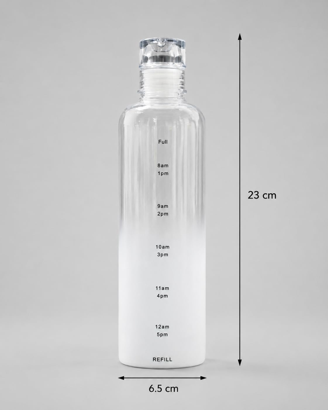 Water Bottle with Hourly Time Markers 500ml - Sport Water Bottle, Leak Proof lid & Reusable, BPA Free, Motivational Flask with Wide Mouth (White) - image 3