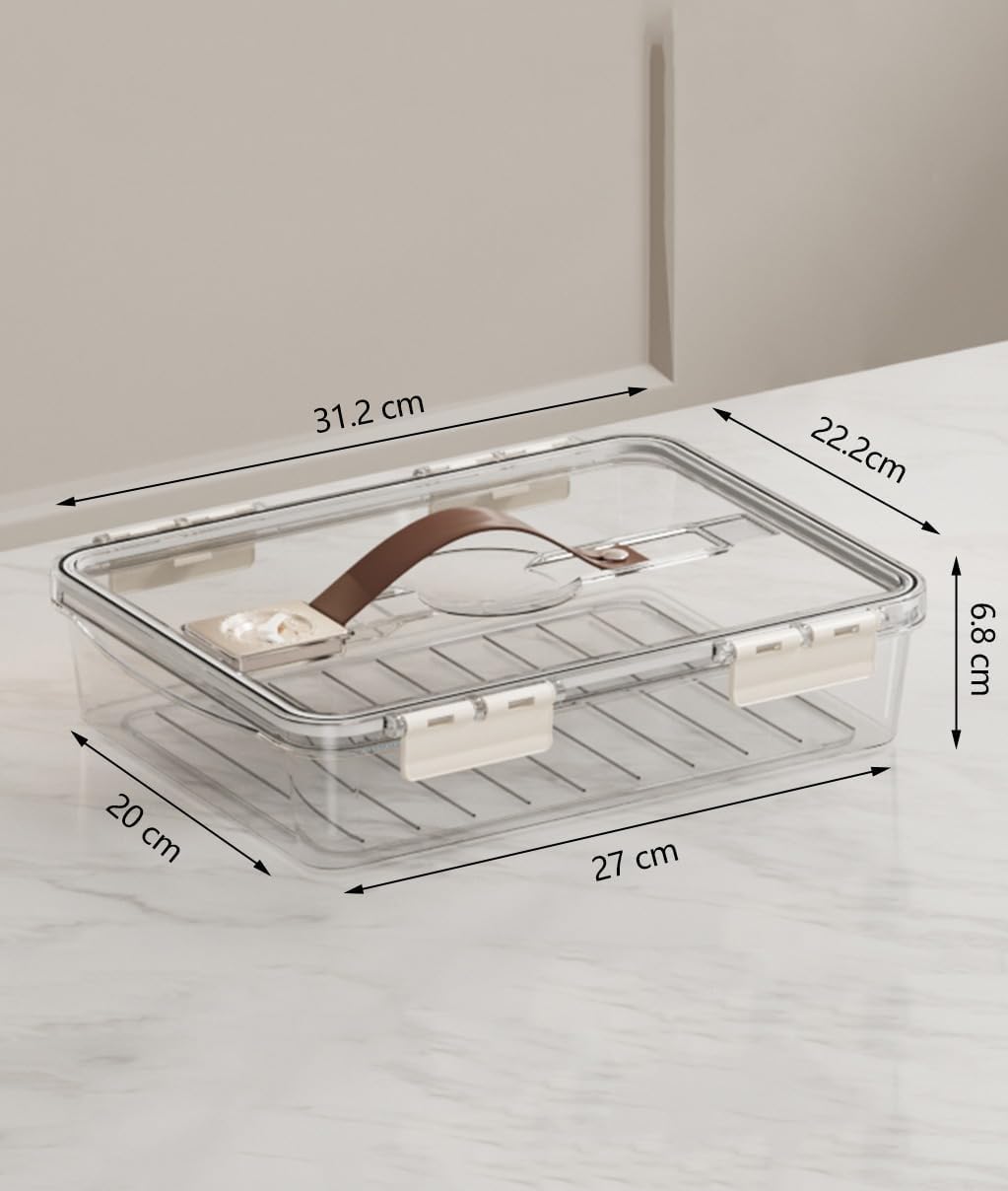 Food Storage Container 3000ml with Lid and Handle, Clear BPA-Free Acrylic Fridge Organizer Bin for Vegetables, Fruit and Kitchen Refrigerator Storage - image 3