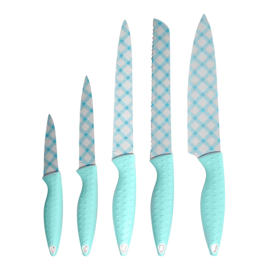 Knife Set, stainless steel, ergonomic, for Work Home Kitchen, Blue - image 1