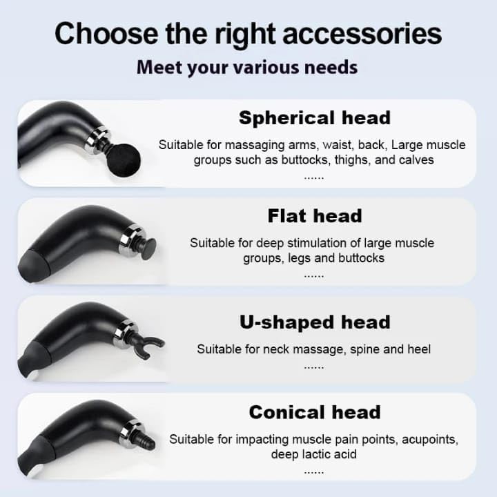 Massage Gun, Handheld Percussion Body Massager with 9 Modes, Low-Noise Operation and 4 Interchangeable Heads for Neck, Back, Shoulders, Arms and Legs, Silver - image 3