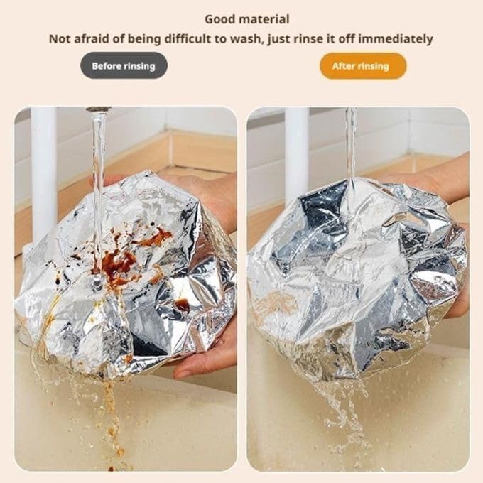 Food Covers 50 Pieces, Disposable Aluminum Foil Bowl and Plate Covers, Water-Resistant Kitchen Wraps for Leftovers, Fridge, Parties and Meal Prep, Silver - image 5