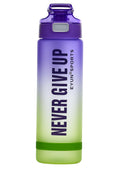 Sports Water Bottle 1L Bpa Free Leak Proof Motivational Water Bottle With Time Marker For Gym Travel Fitness Outdoor Sports School Office Home Yoga (Purple & Green) - image 1