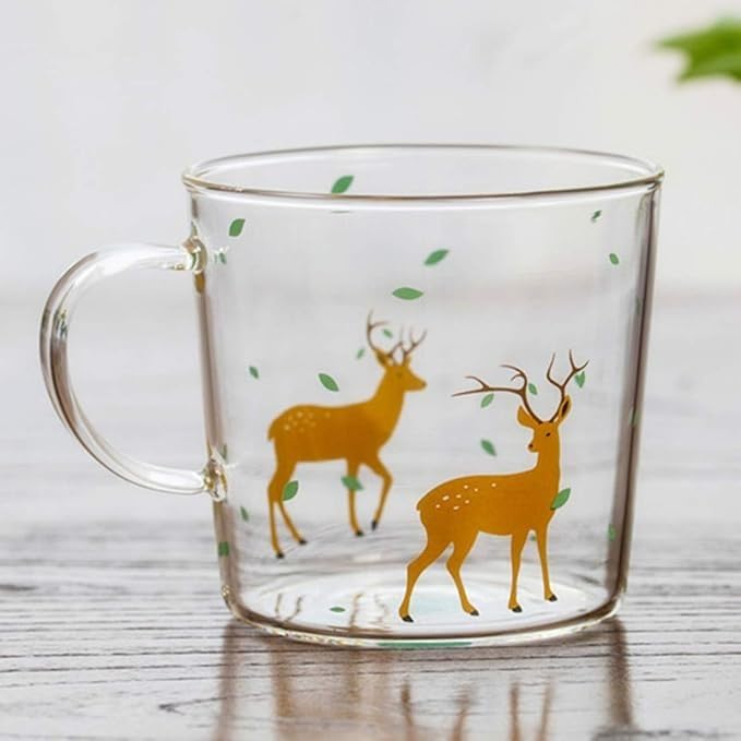 Glass Coffee Mug 300ml, Double Wall Clear Cup with Handle and Cute Animal Design for Tea, Milk, Cappuccino, Juice and Espresso, Home and Office, GG-647 - image 2