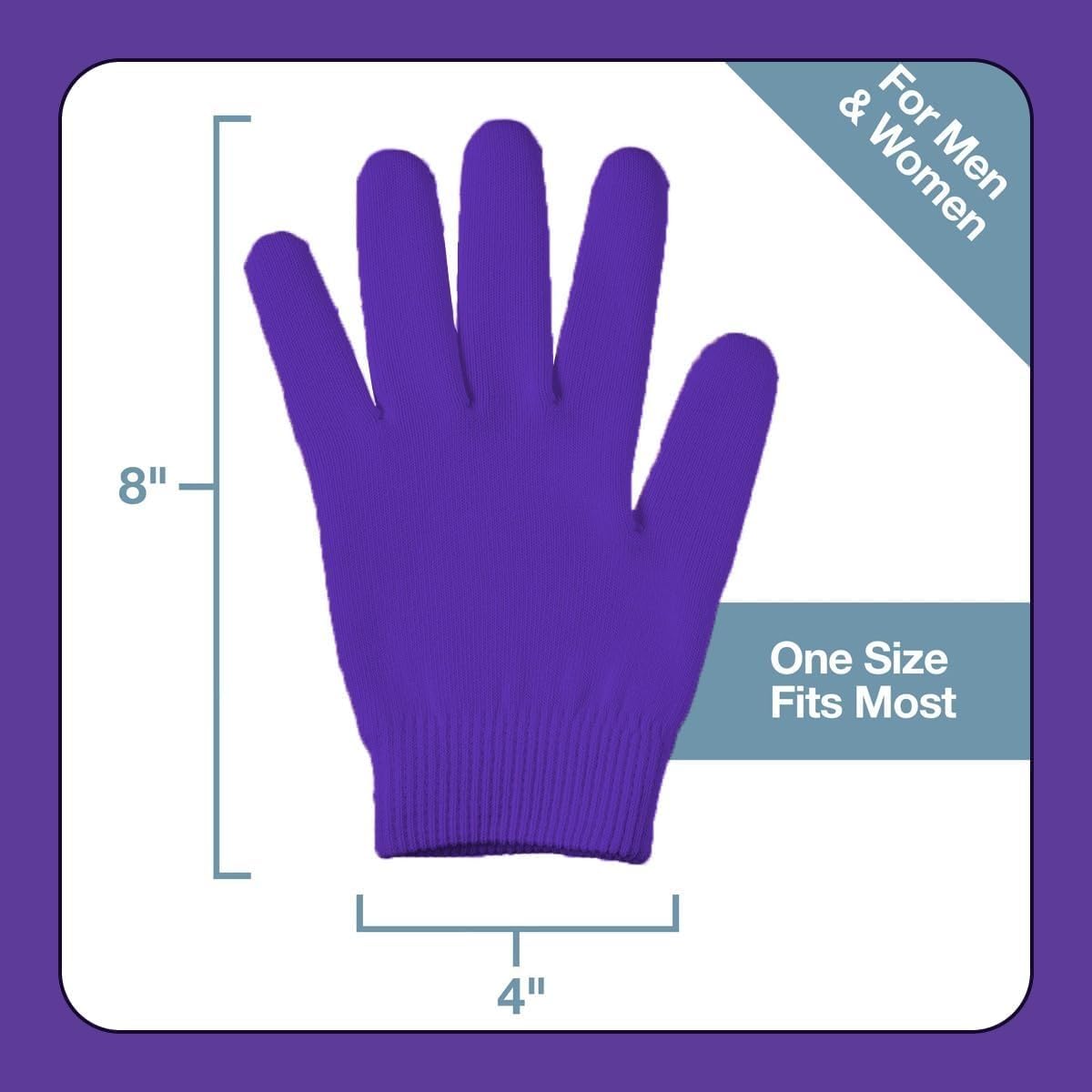 Moisturizing Gel Gloves for Dry Hands, Spa Hand Mask with Jojoba Oil, Olive Oil and Vitamin E, 20-Minute Softening Care, One Size (Purple) - image 5