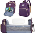 Diaper Bag Backpack with Travel Bassinet Bed Waterproof Large Capacity Maternity Changing Station Portable Care Organizer for Travel Picnic Home Purple - image 1