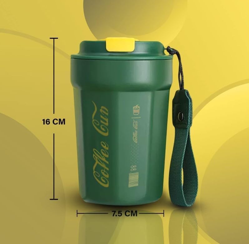 Travel Mug 380ml, Insulated Stainless Steel Coffee Cup with Leak-Resistant Lid, Double-Wall Reusable Tumbler for Hot and Cold Drinks, Office, Car and Travel, Green - image 5