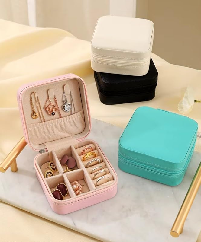 Jewelry Box Organizer, Portable Mini Travel Case with Multi-Compartment Storage for Rings, Earrings, Necklaces and Bracelets, Blue - image 9