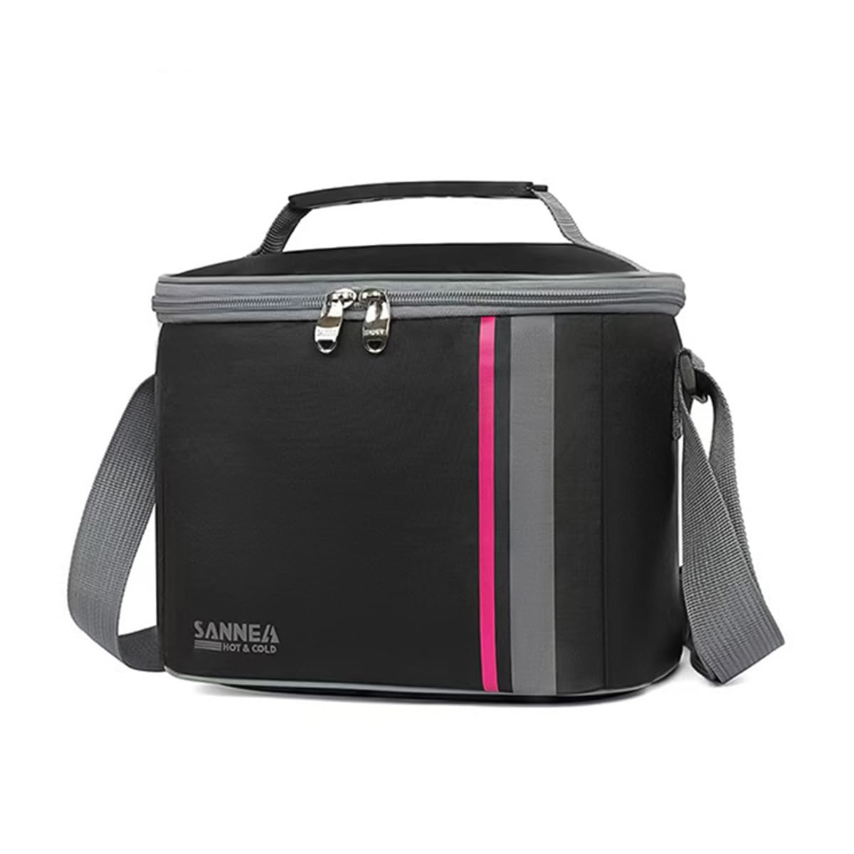 Lunch Bag 6 L, Insulated Thermal Cooler Tote, Waterproof Leakproof Food Carrier for Work, School, Travel and Picnic, Hot and Cold Meals, BB-568 (Black/Pink) - image 1