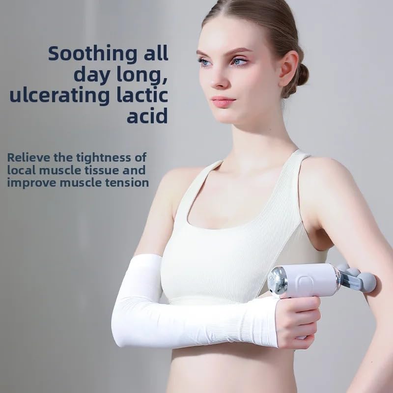 Massage Gun, Triple-Head Deep Tissue Percussion Massager with 9 Attachments, 6 Speed Settings and 24W Power, Portable Handheld Body Massage Tool for Fitness Recovery, LM-130, White - image 2