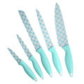 Kitchen Knife Set 5 Pcs, Stainless Steel Cooking Knives with Ergonomic Plastic Handles for Slicing, Chopping and Dicing Vegetables, Fruit, Meat and Chicken (Blue) - image 1