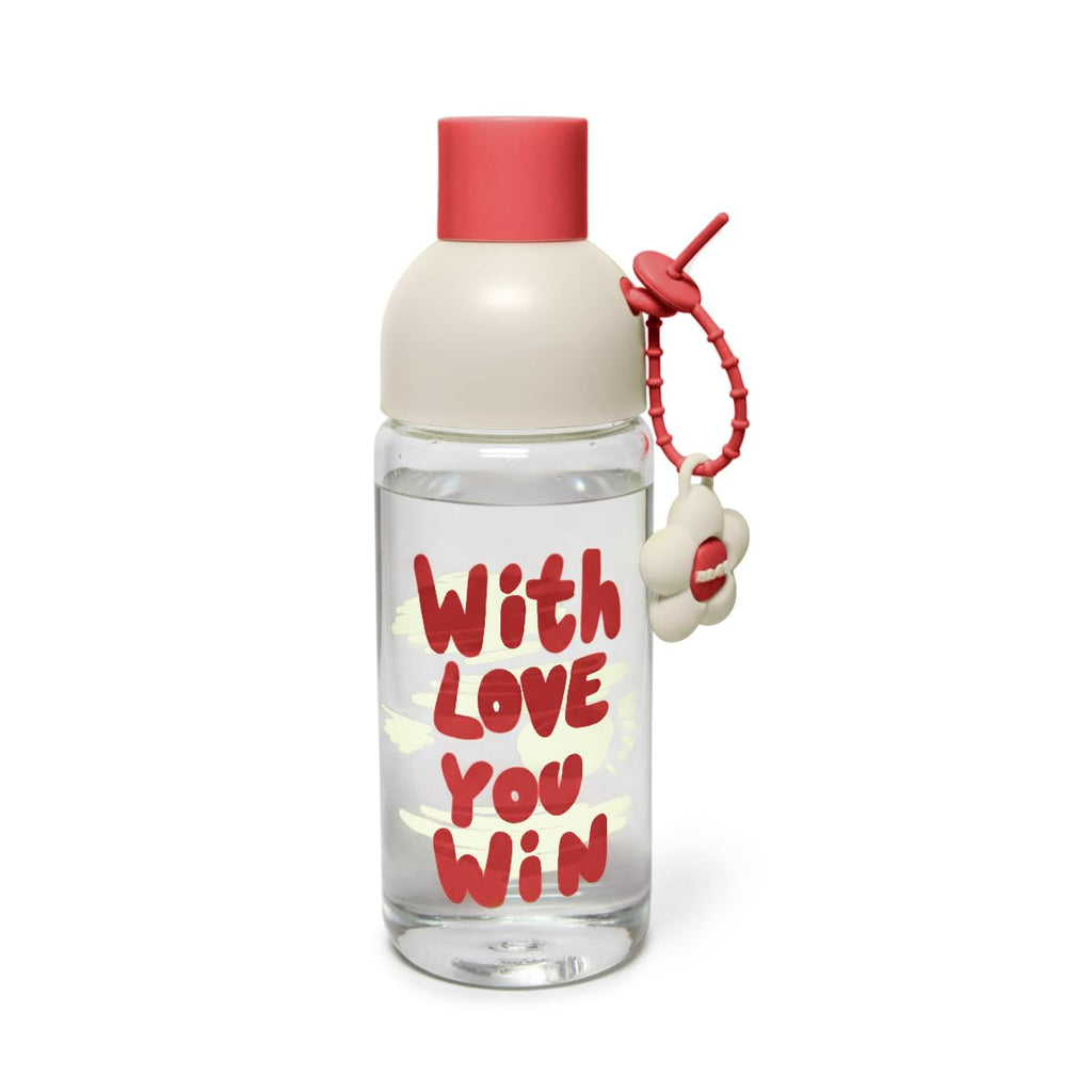 Water Bottle Glass 450 ml with Strainer, Leak-Proof BPA-Free Cute Infuser Cup with Easy-Grip Lid for Tea, Juice and Milk, Indoor and Outdoor, GG-2538 (Red, Creamy) - image 1