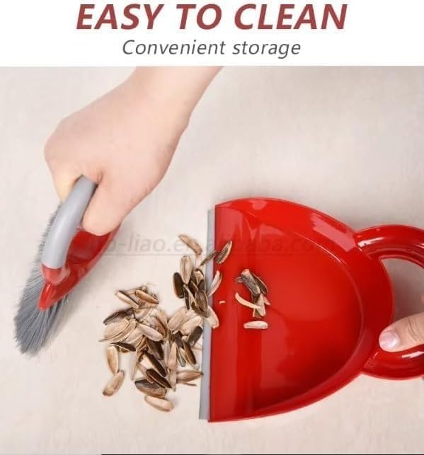 Dustpan and Brush Set, Mini Handheld Broom with Compact ABS Pan for Desk, Keyboard, Car, Sofa, Table and Small-Space Cleaning, Red, C130008 - image 6