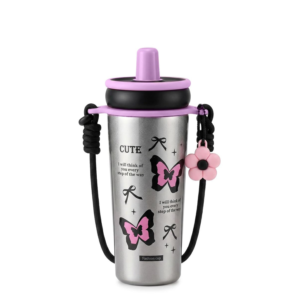 Travel Mug 720ml, Stainless Steel Vacuum Insulated Tumbler with Straw Lid, Carry Handle, Removable Filter and Leakproof BPA-Free Design, F-1547 (Grey) - image 1