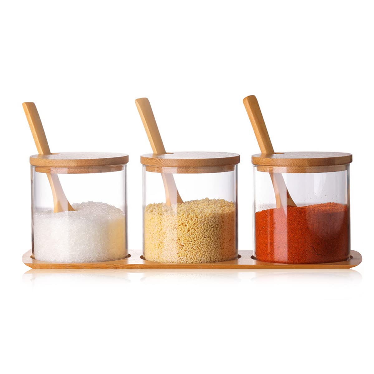 Glass Storage Jar Set, 3-Piece 320ml Kitchen Canisters with Bamboo Lids, Airtight Clear Containers for Coffee, Tea, Sugar, Spices and Dry Food - image 8