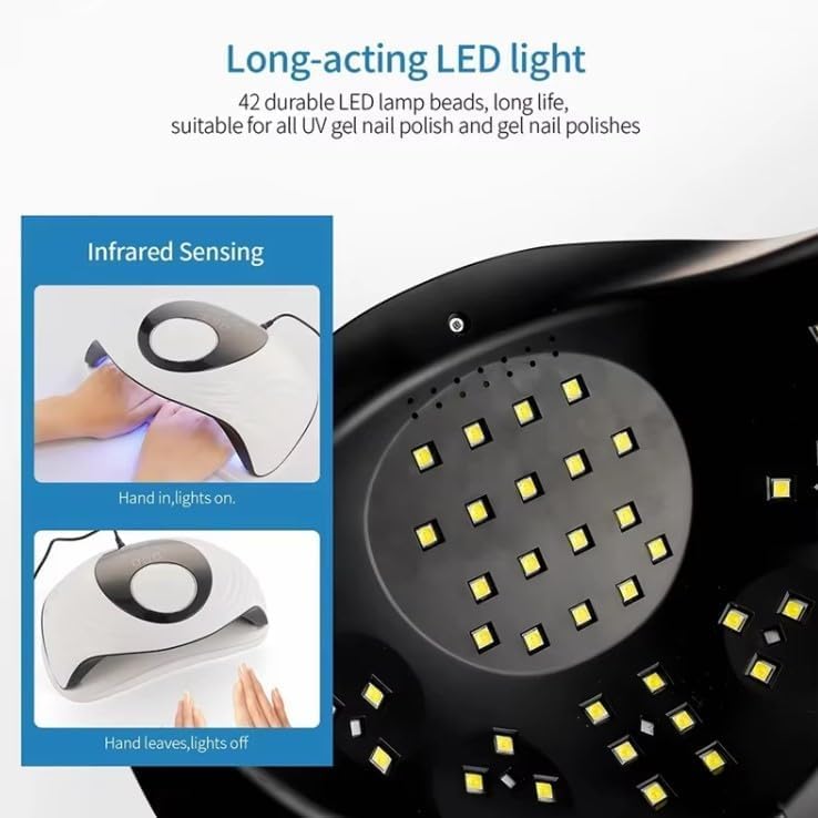 UV LED Nail Lamp 120W, Gel Nail Polish Dryer with Timer for Manicure and Pedicure, Home and Nail Salon Use, White - image 4