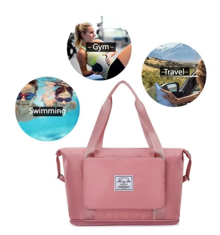 Travel Bag Foldable, bags for women, bags travel, Gym Bag, Large Capacity Waterproof Gym and Sports Bag with Handle (Black) - image 7