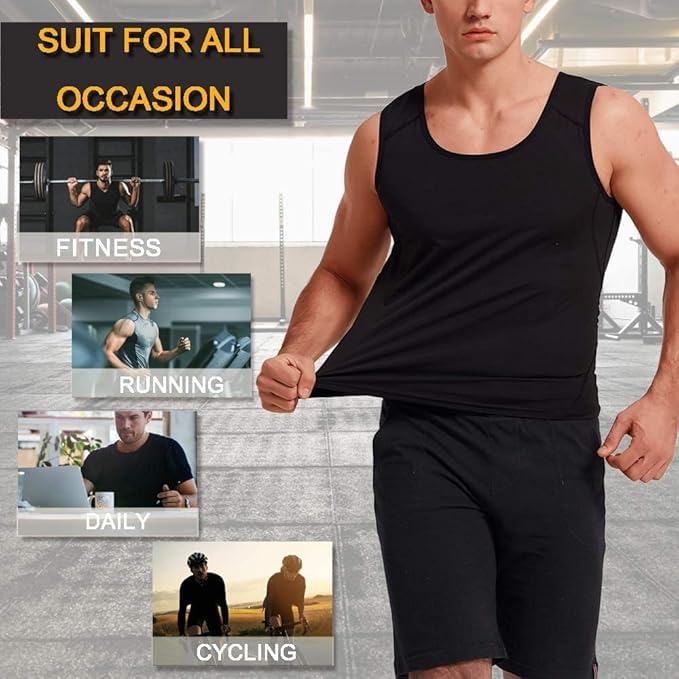Sauna Shirt for Men, Sweat Workout Body Shaper, Lightweight Quick-Dry Training Top for Gym, Fitness, Running and Bodybuilding, Black, 2XL/3XL - image 4