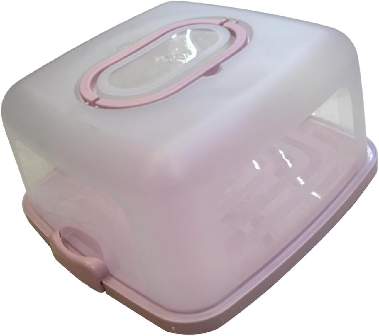 Cake Carrier with Lid and Handle, Square Cake Storage Box for Cupcakes, BPA-Free Leak-Resistant Food Container for Parties, Picnics and Travel, Pink - image 1
