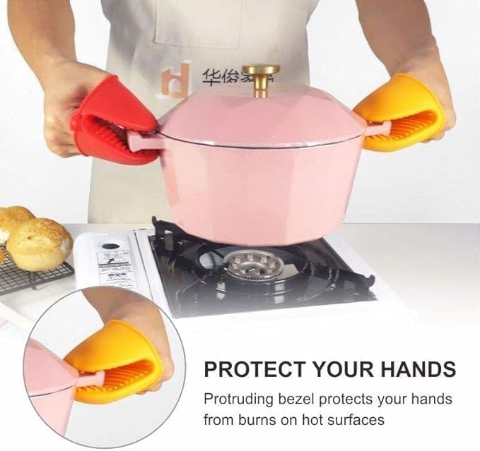 Mini Oven Gloves Silicone Heat Resistant Pinch Mitts 2 Pairs Kitchen Potholders For Cooking Baking Handling Hot Trays Pots Pans Non Slip Compact Design N65 (Yellow) - image 4