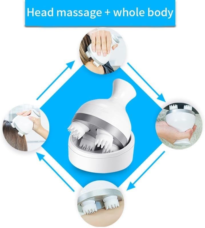 Handheld Massager with 4 Heads, 4-Level Vibration Body and Scalp Massage Wand for Neck, Shoulders, Back, Arms and Legs, Portable Relaxation Device, White - image 6