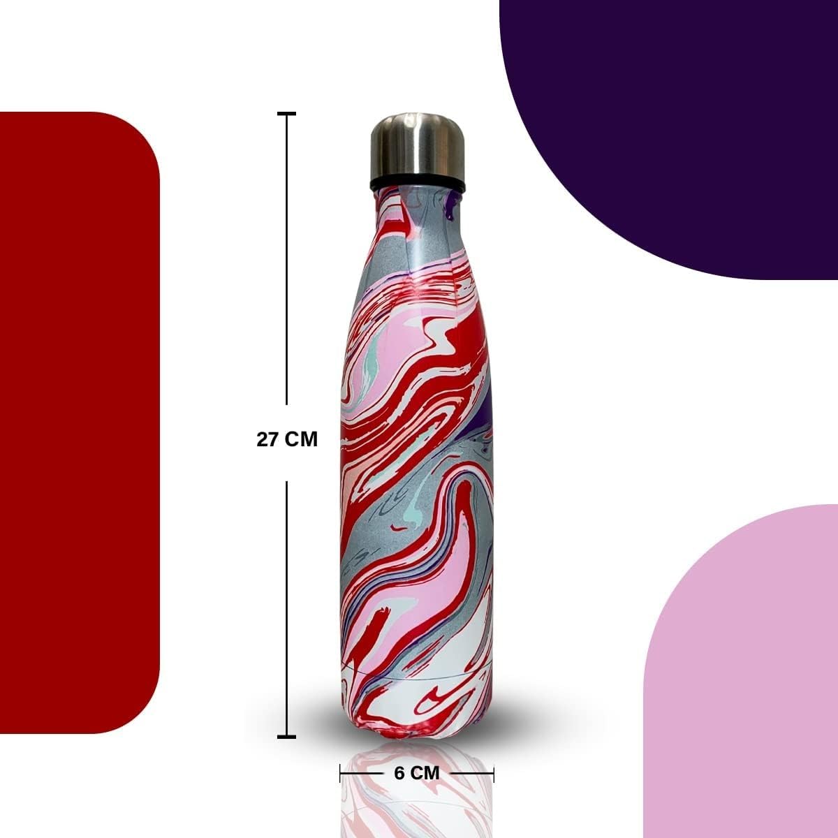 Water Bottle 500ml Stainless Steel Vacuum Insulated Double Wall, Leak-Proof for Hot Cold Drinks, BPA-Free Motivational Bottle for Gym Travel Office Outdoor (Multicolor) - image 5
