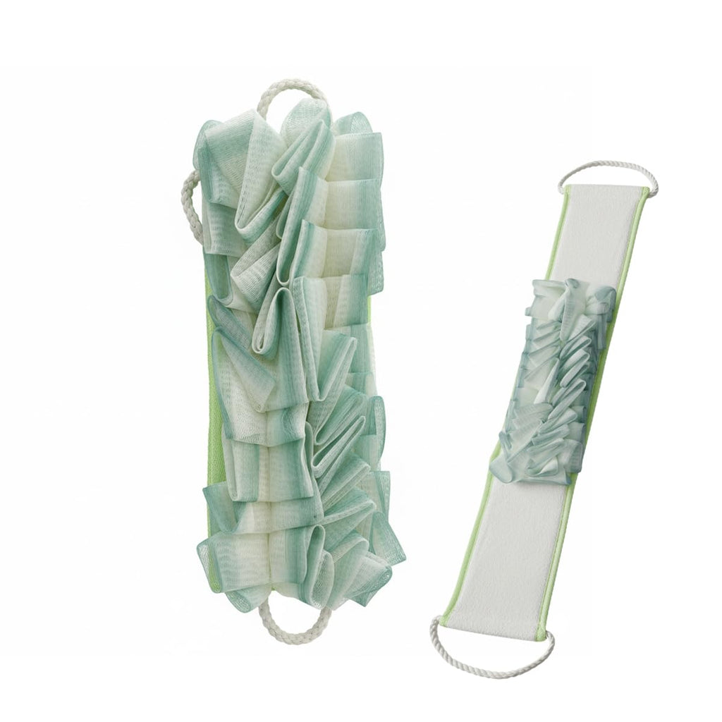 Back Scrubber for Shower 80cm Exfoliating Bath Towel, Microfiber Loofah Back Washer with Long Straps, Double-Sided Body Scrub Towel for Men Women, B-629 (Green) - image 1
