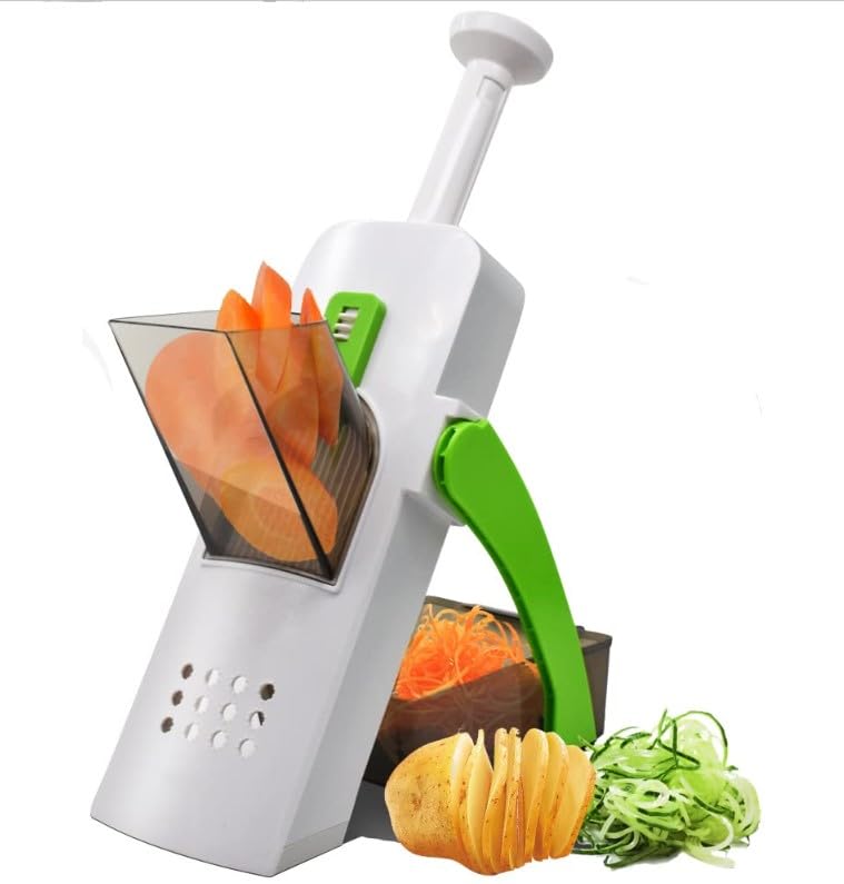 Vertical Chopper, Vegetable Chopper, Multifunctional Food Chopper, Safe Slicer for Kitchen, Vegetable Fruit Meat Cutter with Container, French Fry Cutter, SR-266 (Green) - image 1