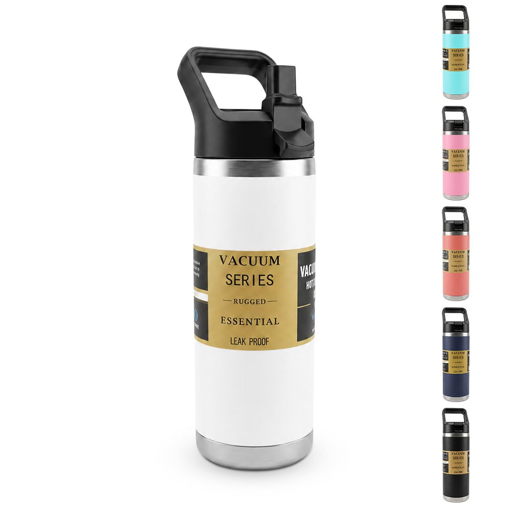 Water Bottle 540ml, Vacuum Insulated Stainless Steel Flask with Leakproof Lid and Double-Wall Design for Hot and Cold Drinks, Sports, Work and Travel, F-1550 (White) - image 1