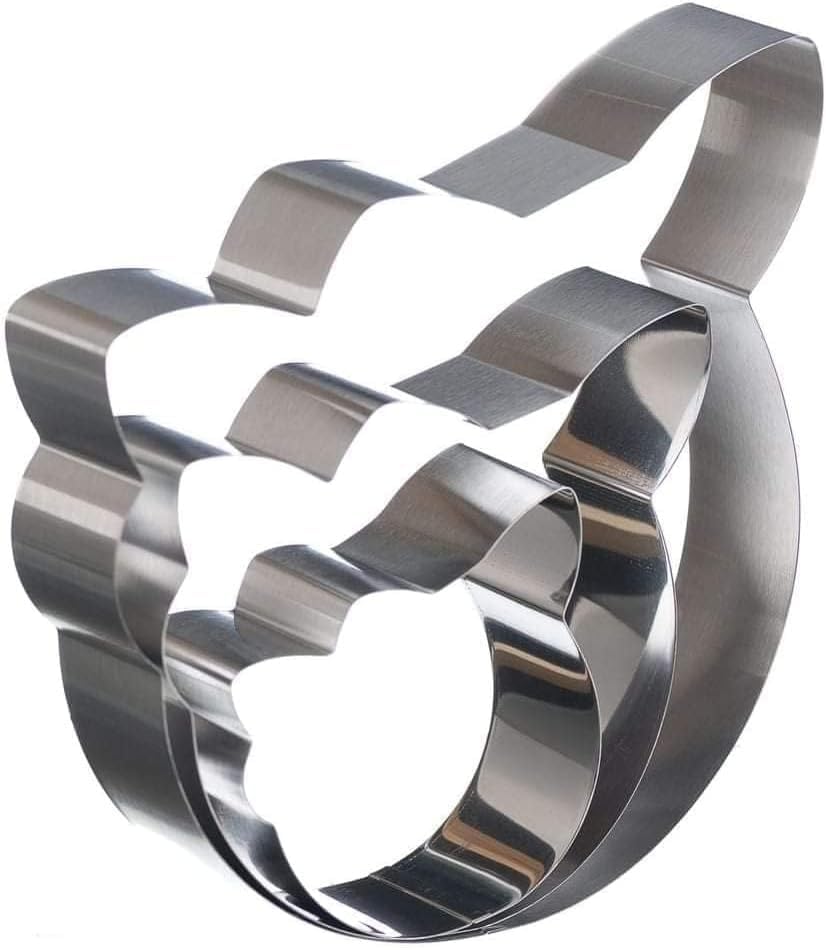 Cookie Cutter Set Stainless Steel Flower Shape 3 Pcs Cake Molds 20/15/10 cm Pastry Tools For Baking Desserts Birthday Anniversary (Silver, Cat) - image 2