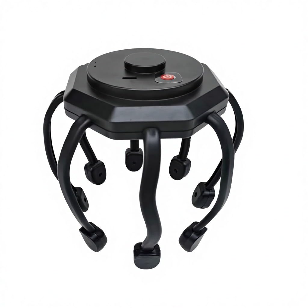 Electric Head Massager, Scalp Massage Tool with 3 Vibration Modes and 8 Flexible Claws, Lightweight ABS Portable Head Scratcher for Home, Office and Travel, LM-080 (Black) - image 1