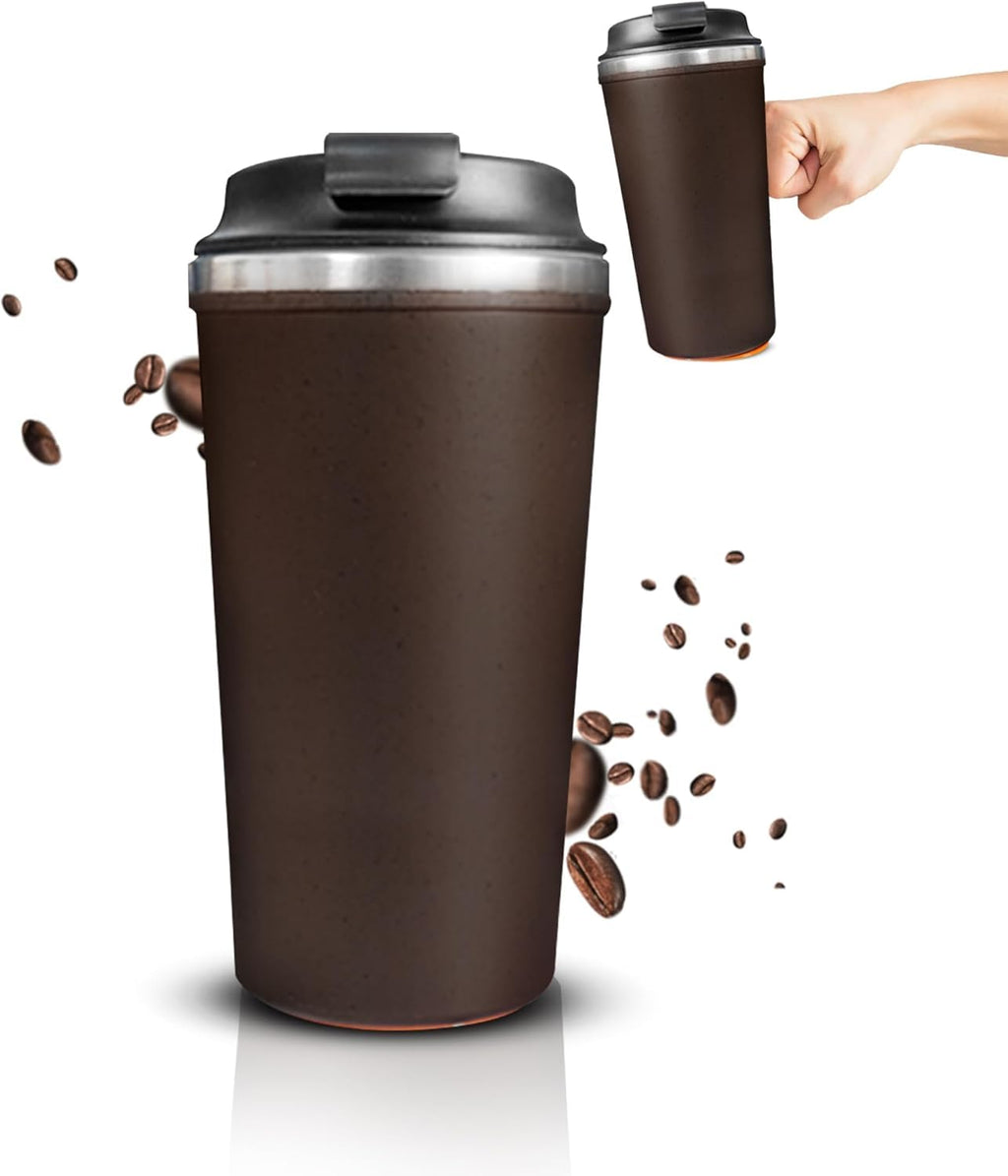 Hanso 1 Coffee Cup Stainless Steel Vacuum Mug Keeps Drinks Hot & Cold thermal coffee mug double wall BPA-Free Slip-Proof and Leak-Proof (Brown, 500 ML) - image 1