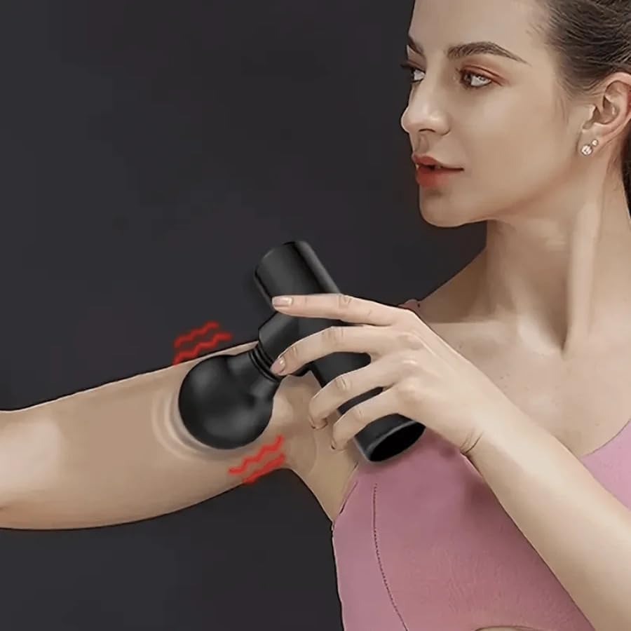 Massage Gun, Handheld Body and Muscle Massager with Multiple Heads, Low-Noise Vibration Device for Shoulders, Back, Arms and Legs, Black - image 6