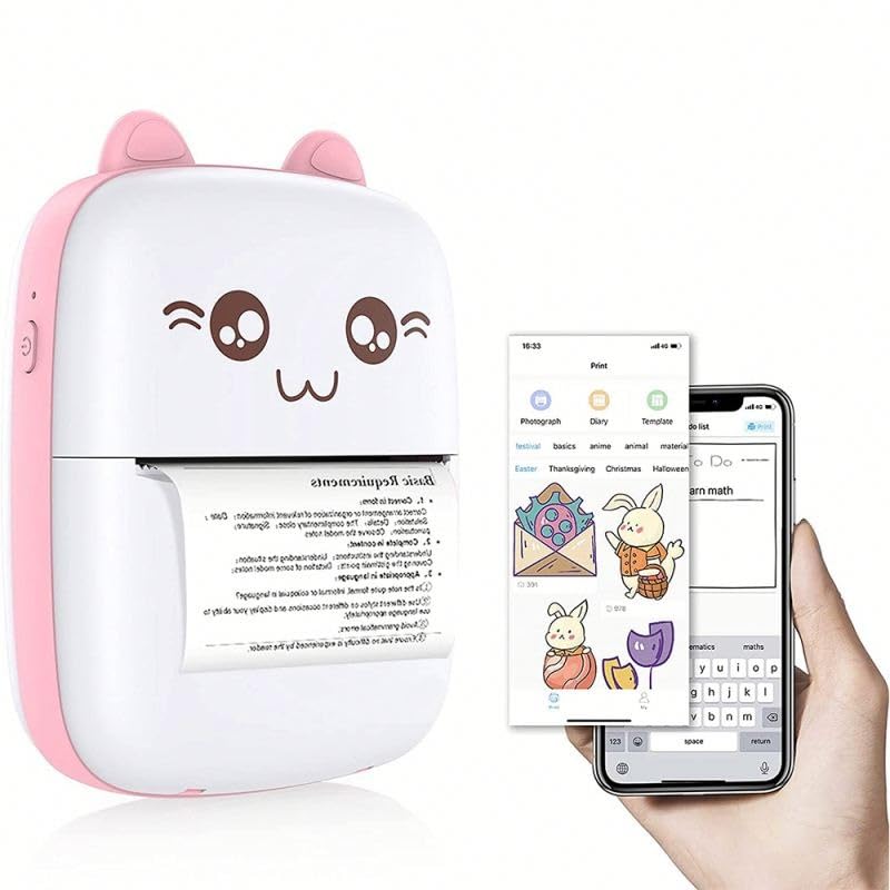 Mini Printer, Bluetooth Pocket Thermal Printer for Inkless Notes, Labels, Stickers, Photos, Study and Office Organisation, Portable Wireless Design (Pink) - image 6
