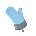 Silicone Oven Gloves, Heat-Resistant Oven Mitts up to 260°C with Long Cuffs, Non-Slip Grip and Soft Cotton Lining, Washable Kitchen Gloves for Baking, Cooking and Grilling (Blue) - image 1