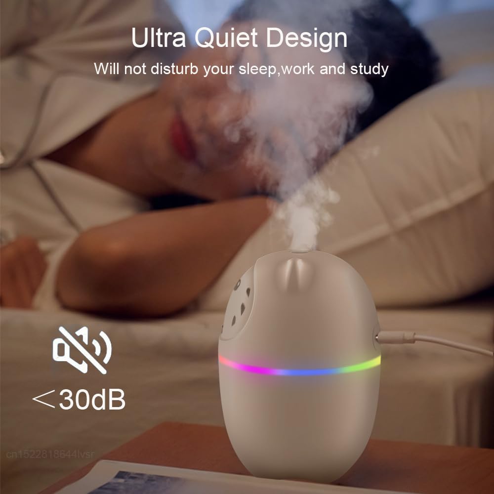 Humidifier Mini Portable 220ML USB Air Humidifier Aroma Oil Diffuser with Night Light, Quiet Mist for Home Office Car Bedroom, Blue - image 3